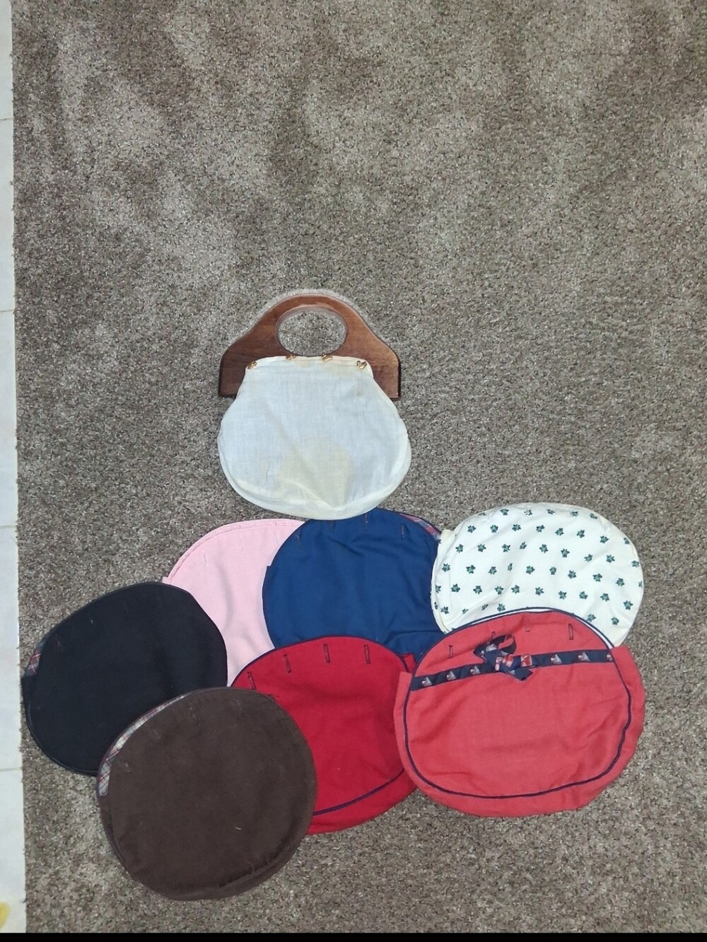 VINTAGE Women's 7 Interchangeable Clutch Purse with Wooden Handle